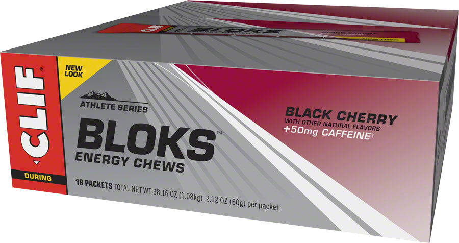 BOX OF 18 - Clif Shot Bloks: Black Cherry with 50mg Caffeine