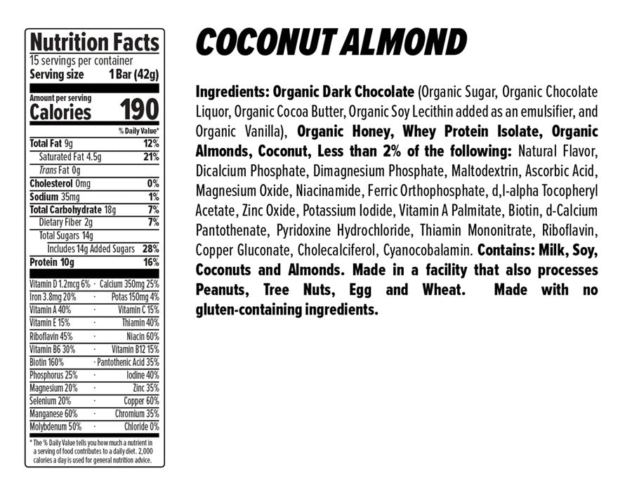 NEW Honey Stinger Protein Bar - Chocolate Coconut Almond, Box of 15 - Around the Cycle