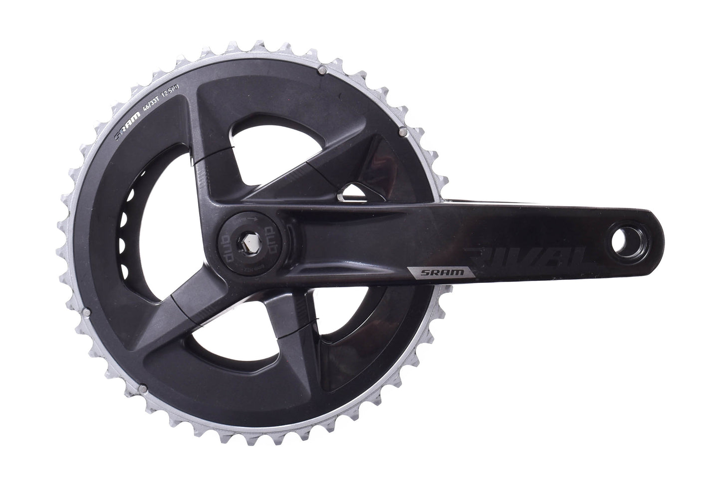 USED SRAM Rival AXS Crankset - 2x, 12-Speed, 170mm, 46/33t, 107 BCD, DUB, Black, D1