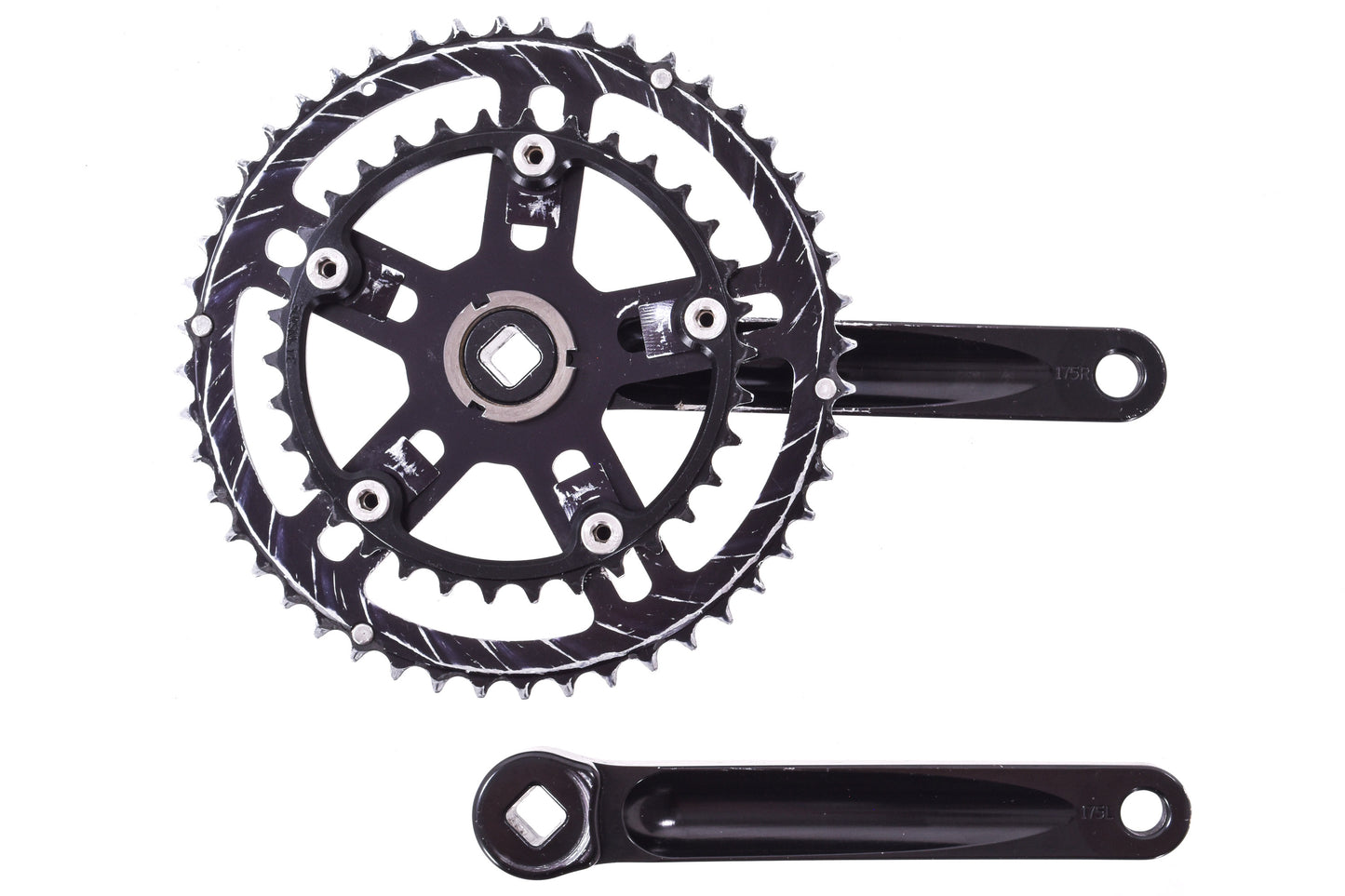 USED White Industries Square Taper ENO Crankset Black 175mm 48/34T Chainrings