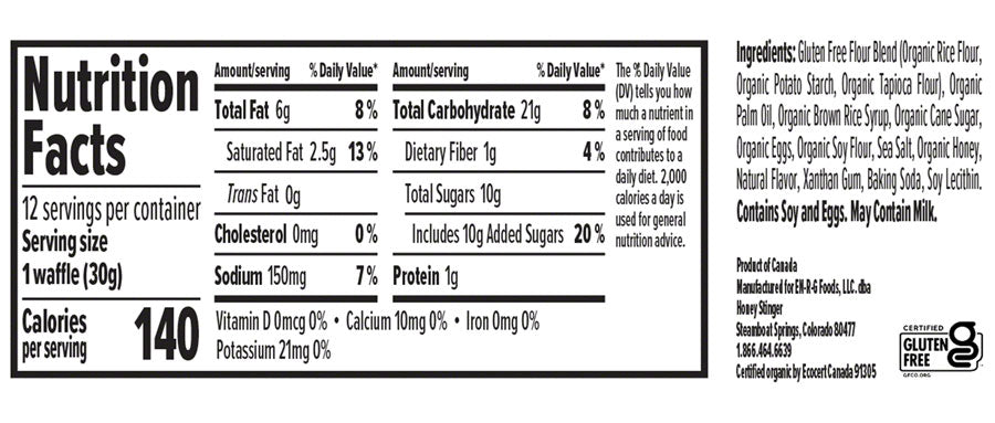 NEW Honey Stinger Gluten Free Organic Waffle - Salted Caramel, Box of 12 - Around the Cycle