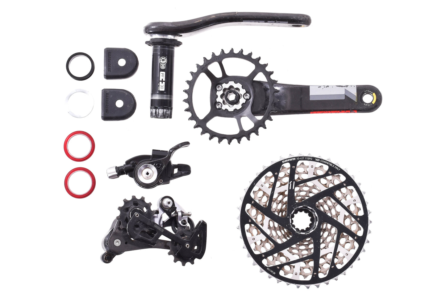 USED SRAM XX1 1x11 speed Mountain/Gravel Groupset 175mm Carbon Crank 10-42 XD Driver