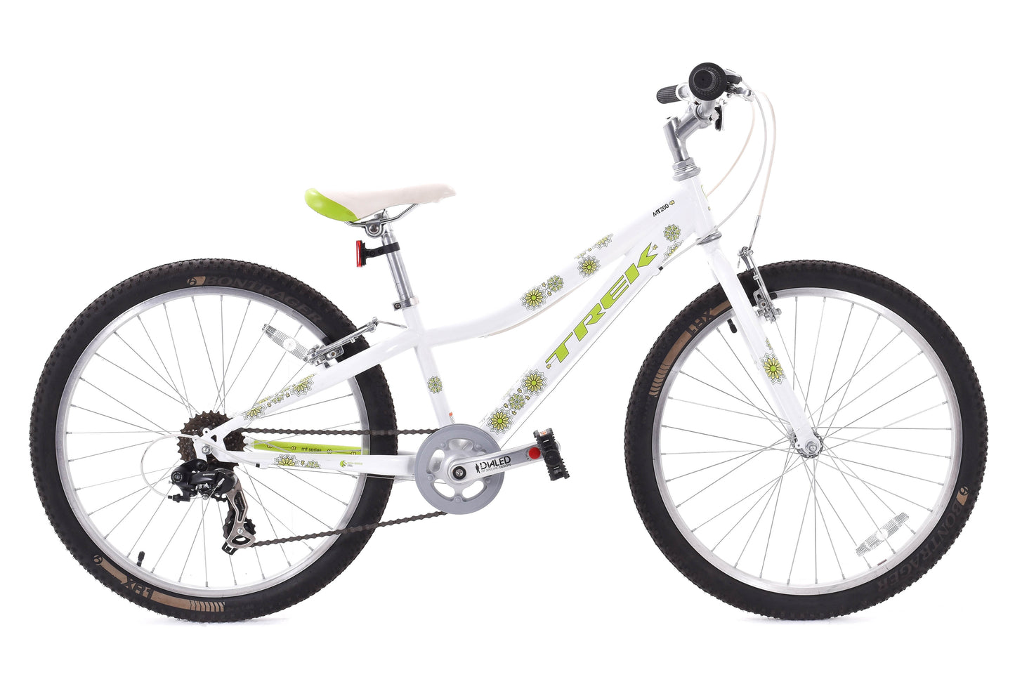 USED Trek MT200 24" Kid's Hardtail Mountain Bike White Green 1x7 Speed