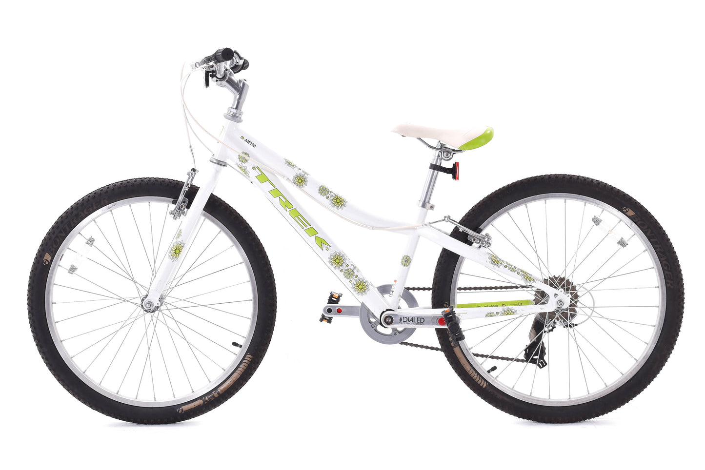 USED Trek MT200 24" Kid's Hardtail Mountain Bike White Green 1x7 Speed