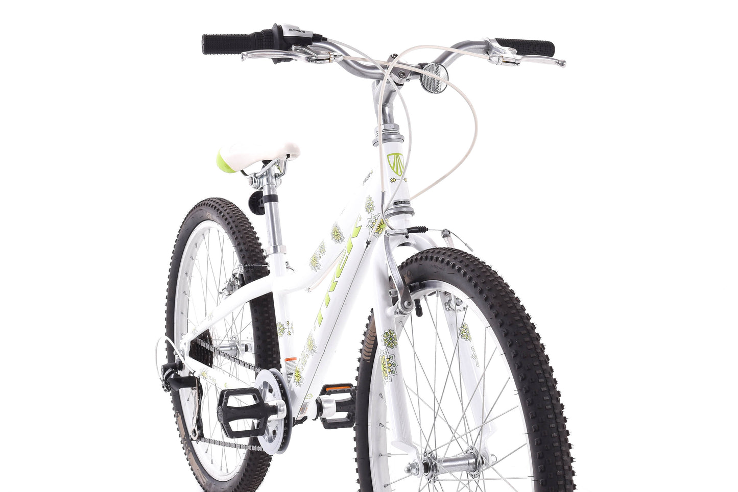USED Trek MT200 24" Kid's Hardtail Mountain Bike White Green 1x7 Speed