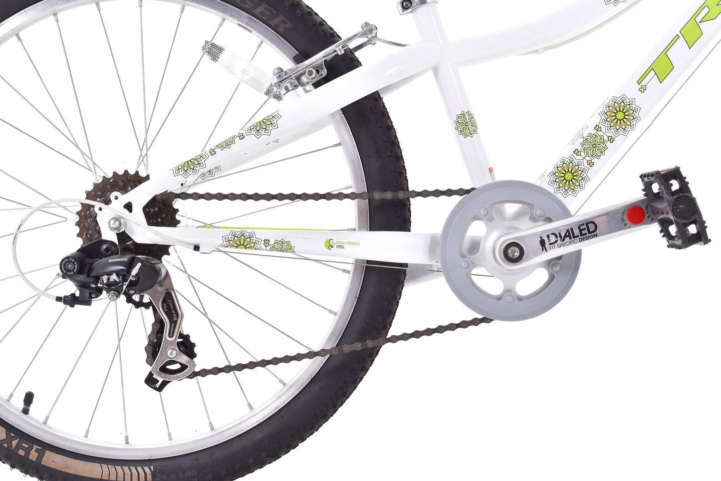USED Trek MT200 24" Kid's Hardtail Mountain Bike White Green 1x7 Speed