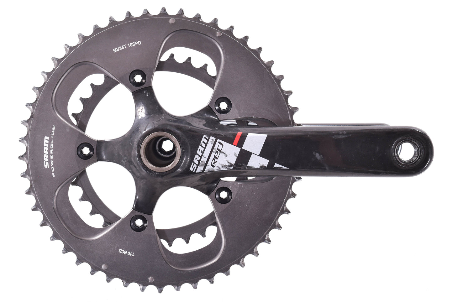 USED SRAM Red 10 Speed Carbon Compact Crankset GXP 110BCD 172.5mm 50/34T