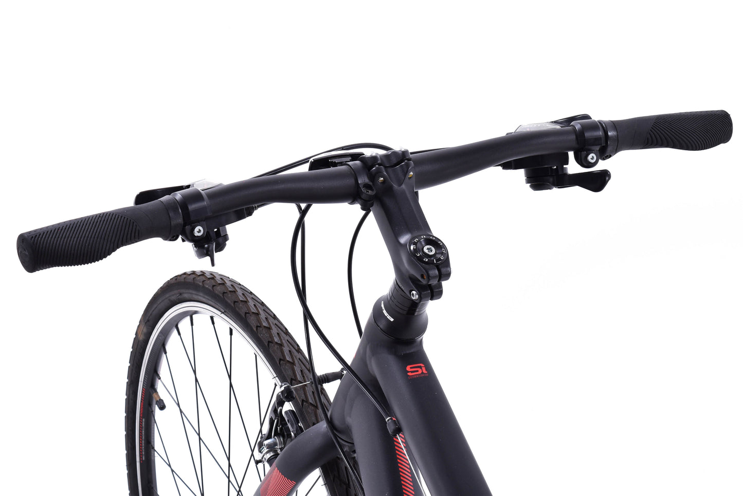 USED 2017 Cannondale Quick 8 Medium Aluminum Hybrid Bike 3x7 speed Black Red