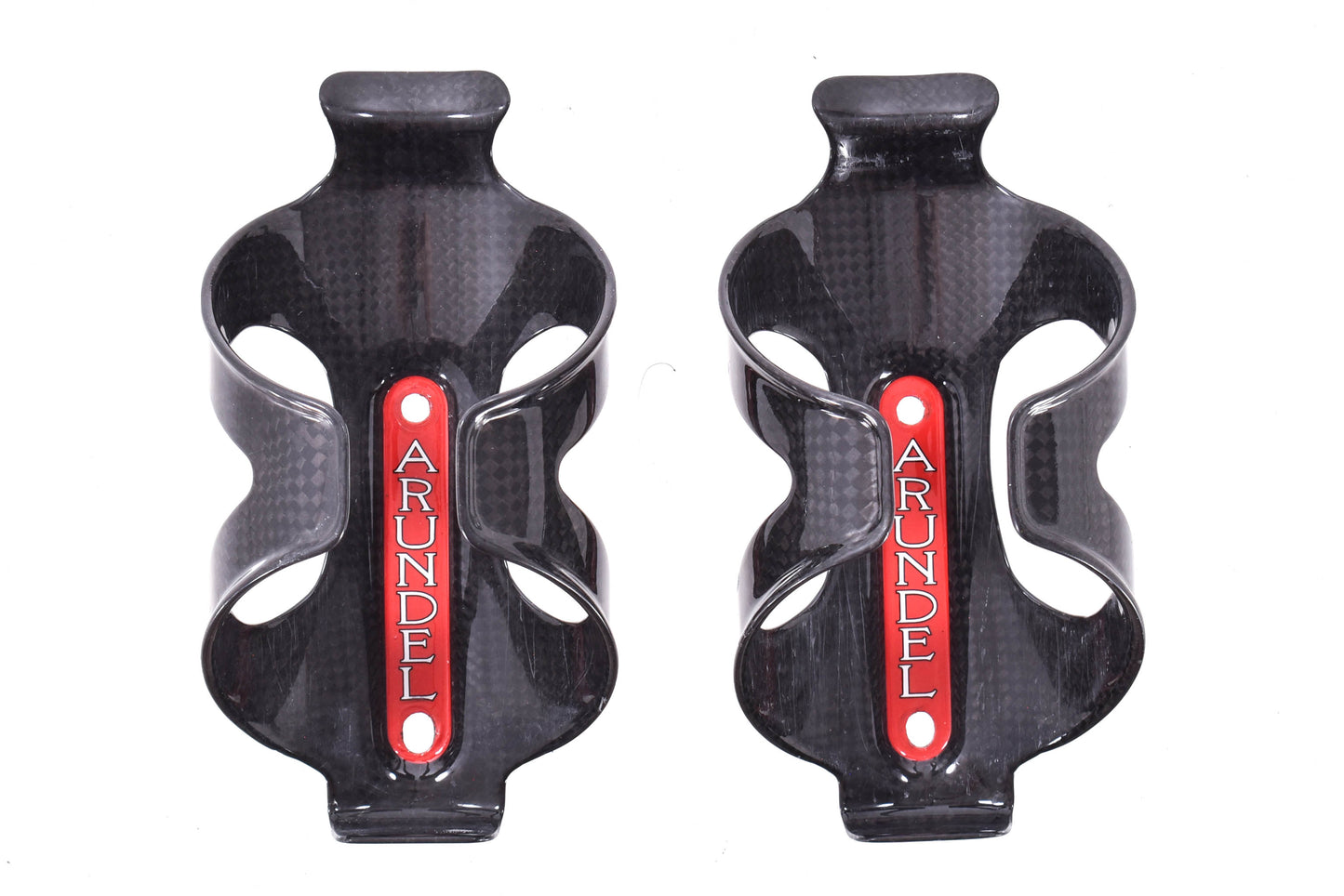 USED Arundel Dave-O Carbon Water Bottle Cage Set (2) Red Decal