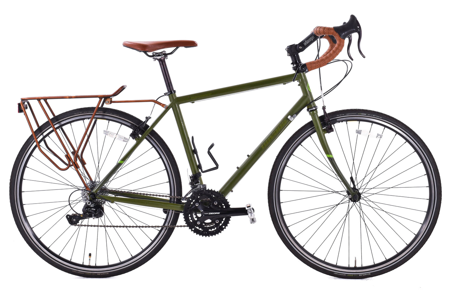 USED Novara Randonee Medium Touring Bike Reynolds 520 Steel Shimano 3x10 speed Green w/ Rack