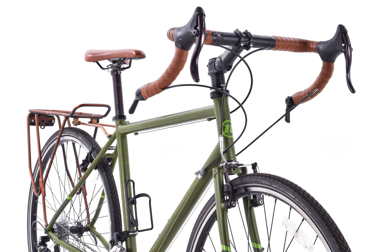USED Novara Randonee Medium Touring Bike Reynolds 520 Steel Shimano 3x10 speed Green w/ Rack
