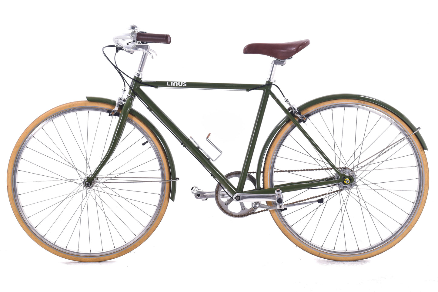 USED Linus Roadster 3i Medium Cruiser Bike Green/Tan w/ Fenders