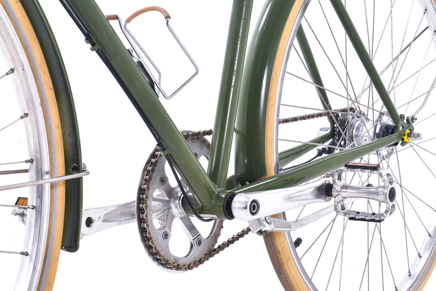 USED Linus Roadster 3i Medium Cruiser Bike Green/Tan w/ Fenders