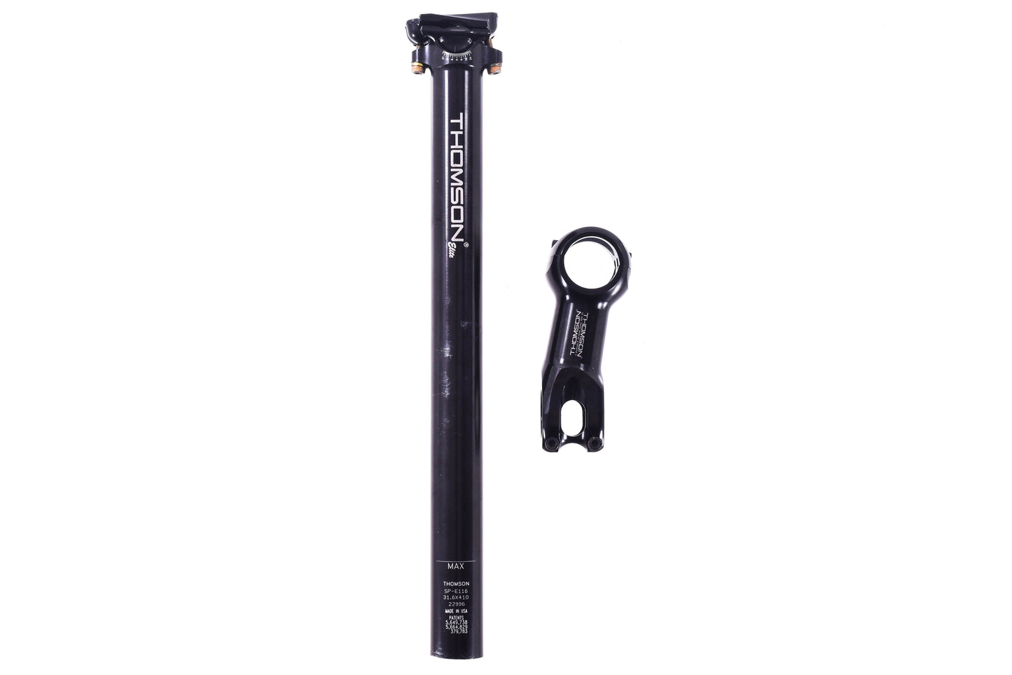 USED Thomson Elite 31.6x365mm Zero Offset Seatpost w/ 31.8x90mm Stem Black