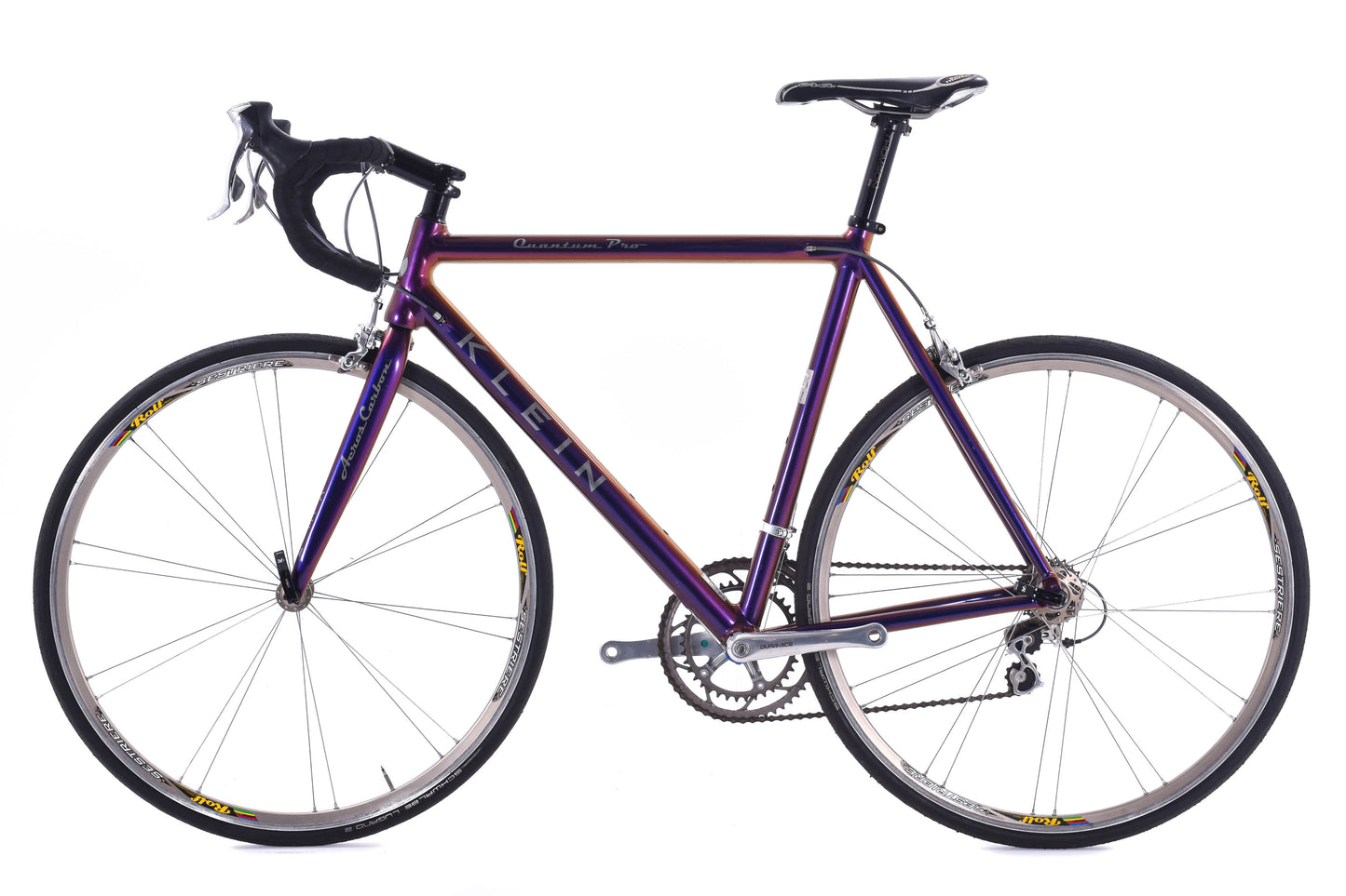 USED Klein Quantum Pro 57cm Aluminum Road Bike Shimano Dura-Ace 7700 2x9 speed Rolf Wheels Made in USA multi-color