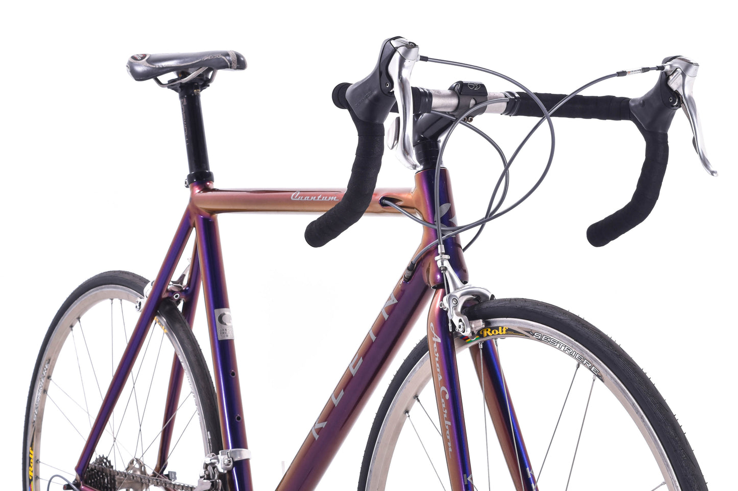 USED Klein Quantum Pro 57cm Aluminum Road Bike Shimano Dura-Ace 7700 2x9 speed Rolf Wheels Made in USA multi-color
