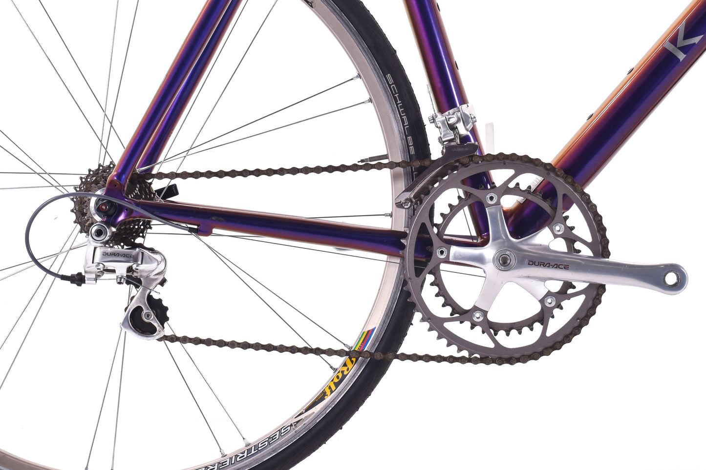 USED Klein Quantum Pro 57cm Aluminum Road Bike Shimano Dura-Ace 7700 2x9 speed Rolf Wheels Made in USA multi-color