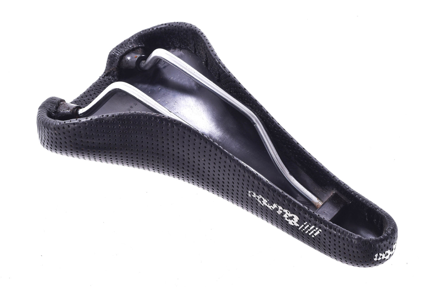 USED Selle Italia Turbo Saddle Black Leather 142mm Width Steel Rail