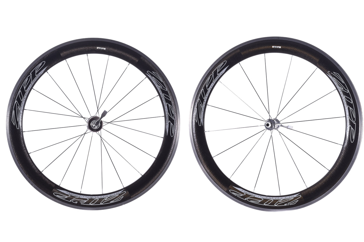 USED Zipp 404 700C Carbon Road Wheelset 10 speed w/ Alloy Rim Brake Track Quick Release