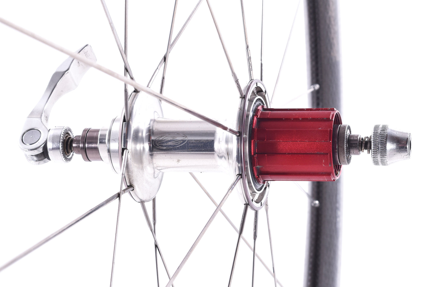 USED Zipp 404 700C Carbon Road Wheelset 10 speed w/ Alloy Rim Brake Track Quick Release
