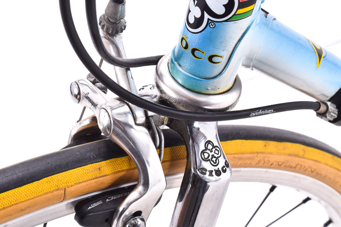 USED Vintage Ciocc Lugged Steel Road Bike 48cm Campagnolo Mirage Blue/White/Chrome Made in Italy- AS IS