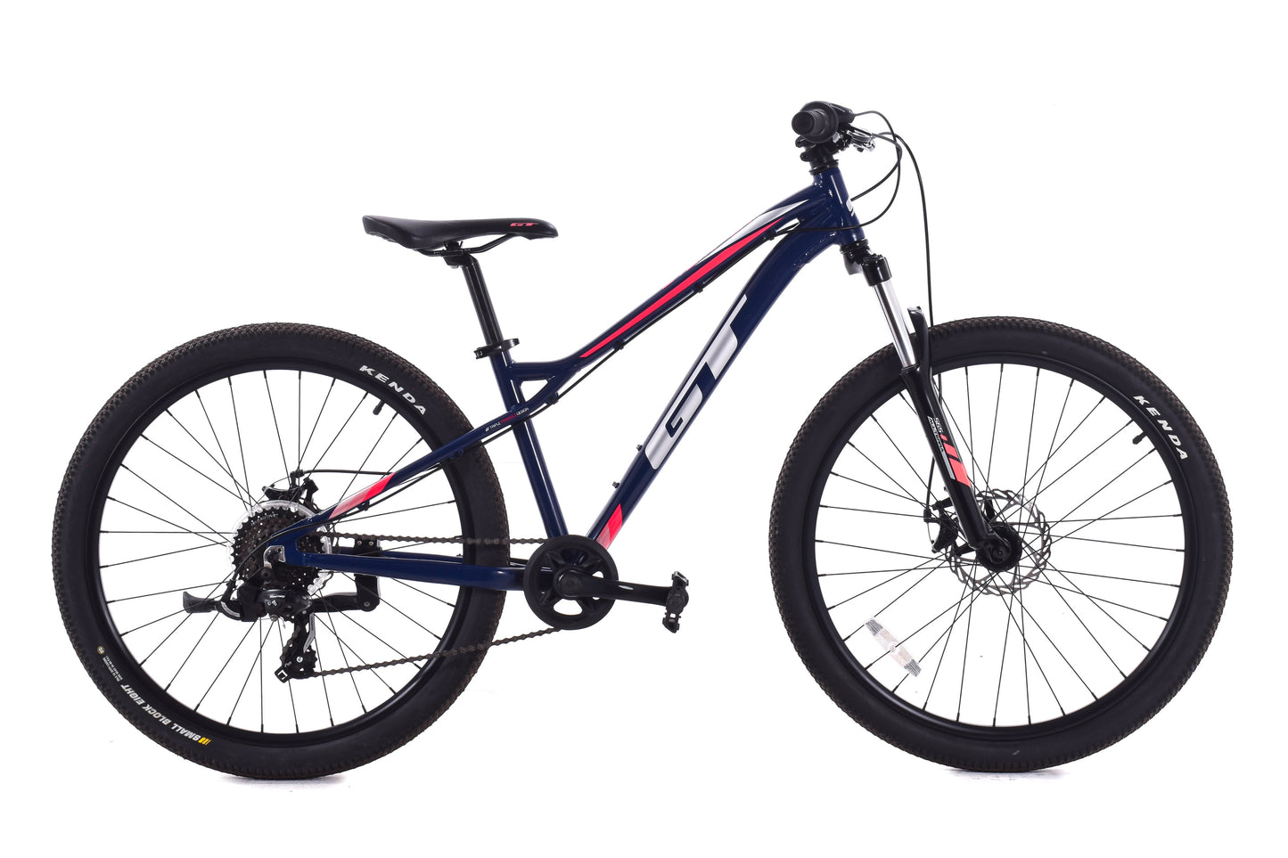 USED GT Stomper Pro Youth Alloy MTB 26" Shimano 7 Speed Blue/Pink/Gray
