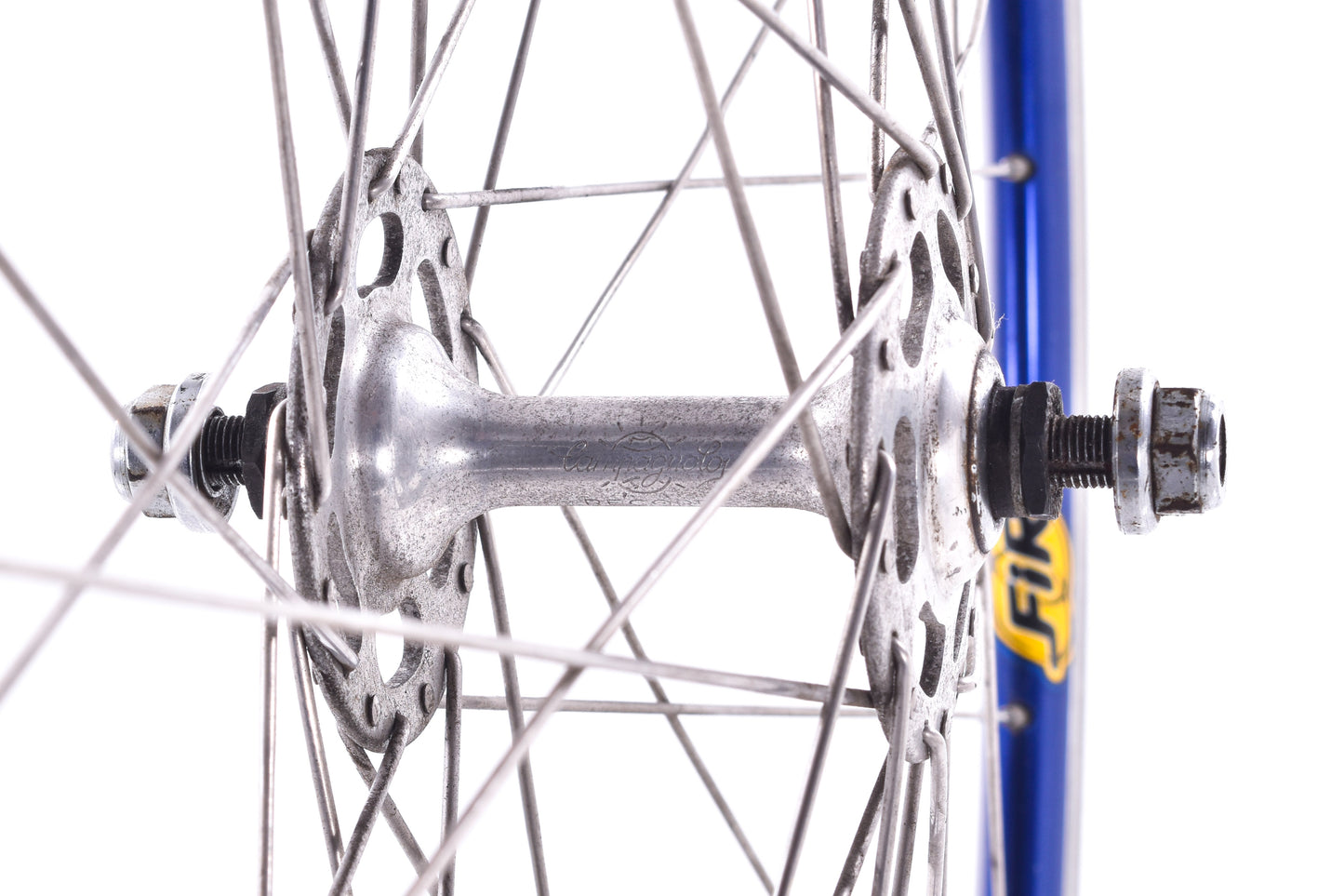 USED FIR Track Wheelset with Vintage Campagnolo Hubs Blue Rims Fixed Gear