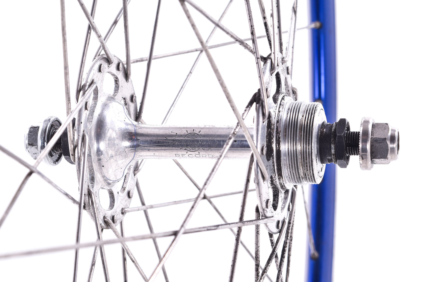 USED FIR Track Wheelset with Vintage Campagnolo Hubs Blue Rims Fixed Gear