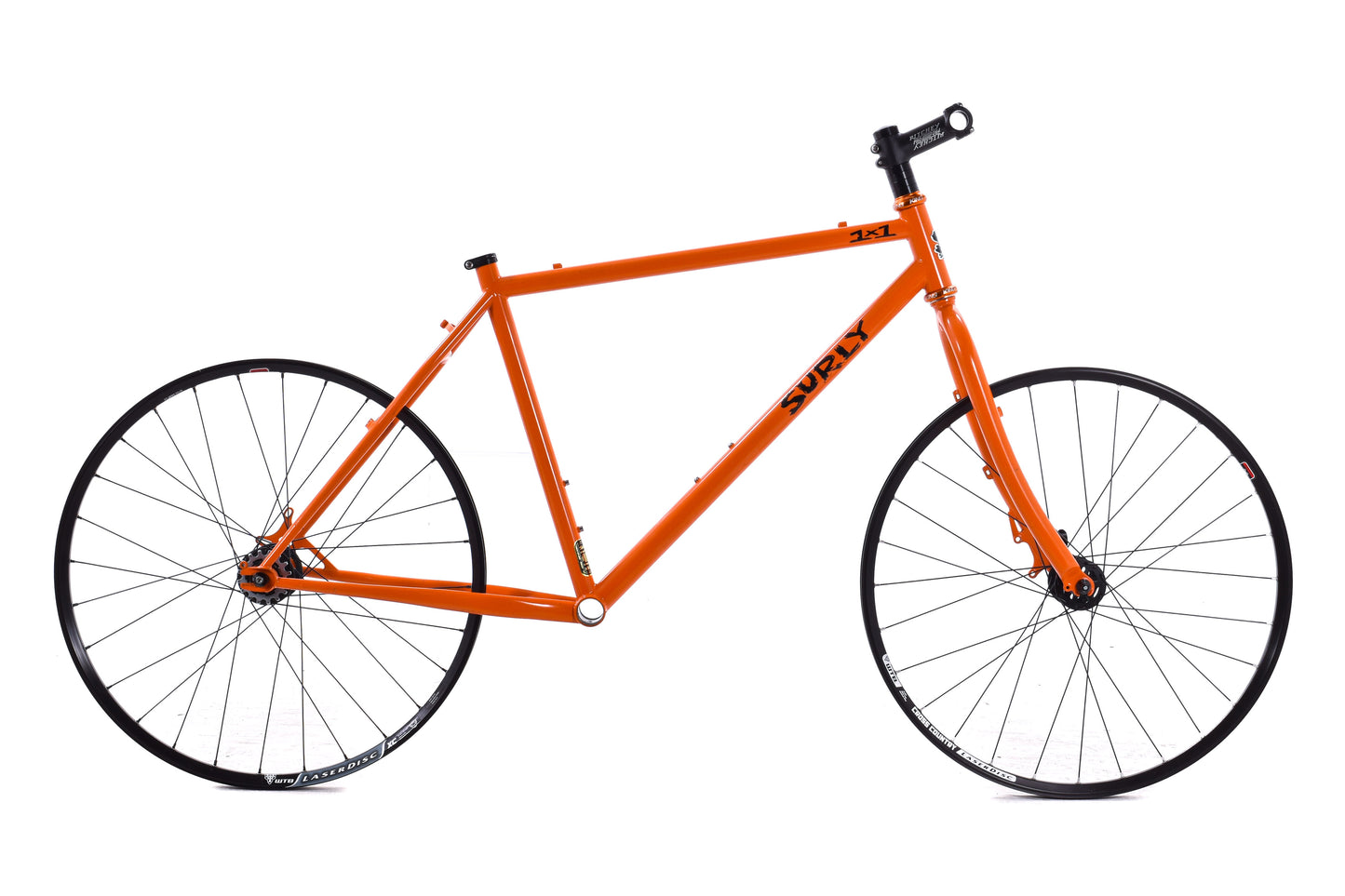 USED Surly 1x1 Single Speed 26" Steel Mountain Bike Frameset Medium Disc/Canti-Brake w/ Wheels and Chris King Headset Orange