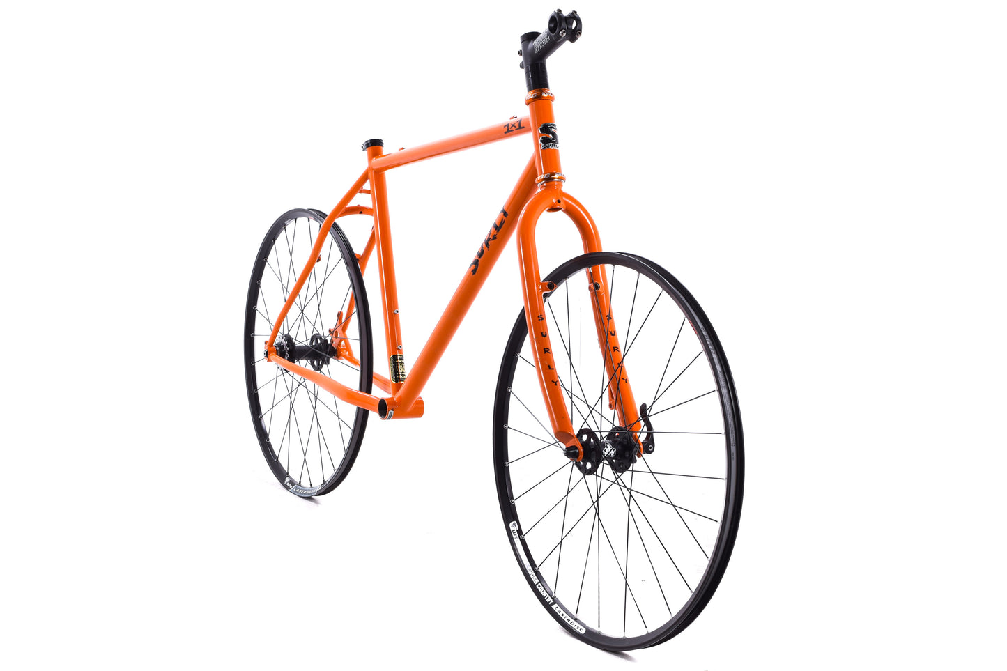 USED Surly 1x1 Single Speed 26" Steel Mountain Bike Frameset Medium Disc/Canti-Brake w/ Wheels and Chris King Headset Orange