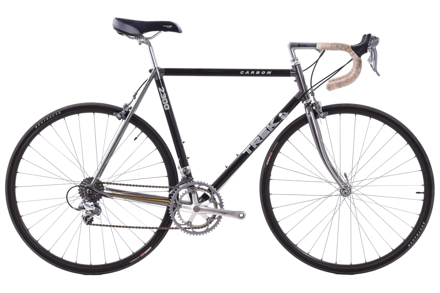 USED Vintage Trek 2300 Carbon/Aluminum Lugged 56cm Road Bike Shimano 600 Tri Color STI 2x8 speed -AS IS