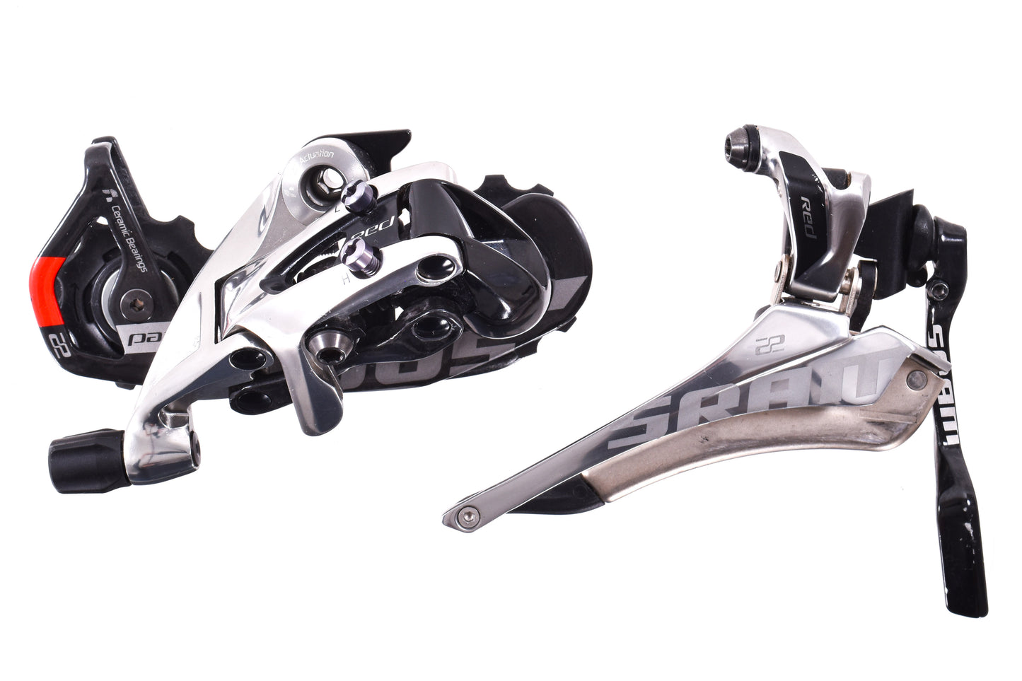 USED SRAM Red 22 Front/Rear Derailleur Set Medium Cage Road 2x11 Speed w/ Chain Catcher