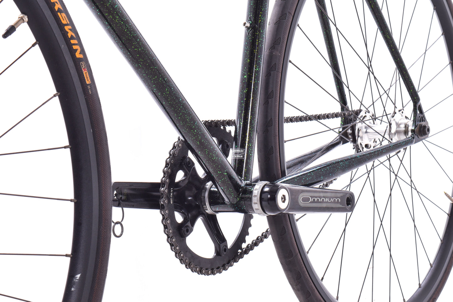 USED All-City Big Block Fixed Gear Track Bike 55cm H+Son Archetype Omnium Crank Black Green Sparkle