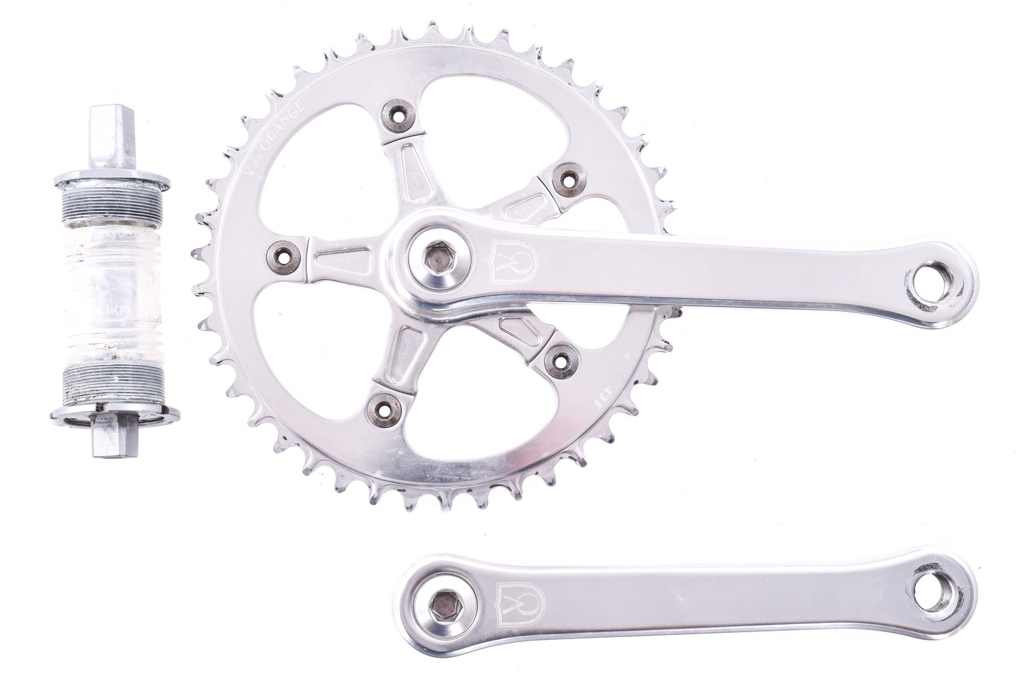 USED Velo Orange Single Ring Crankset w/ 42T Narrow-Wide Chainring 170mm and Square Taper Bottom Bracket Silver