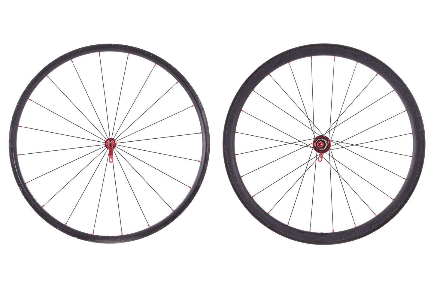 USED Tubular Road/CX Wheels Carbon Rim Brake Red Hubs Shimano/SRAM 11-Speed