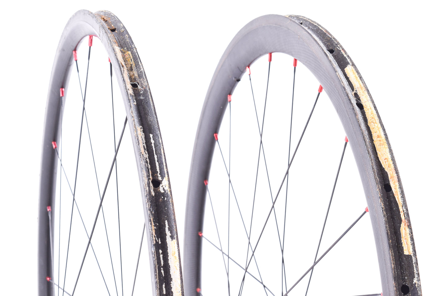 USED Tubular Road/CX Wheels Carbon Rim Brake Red Hubs Shimano/SRAM 11-Speed
