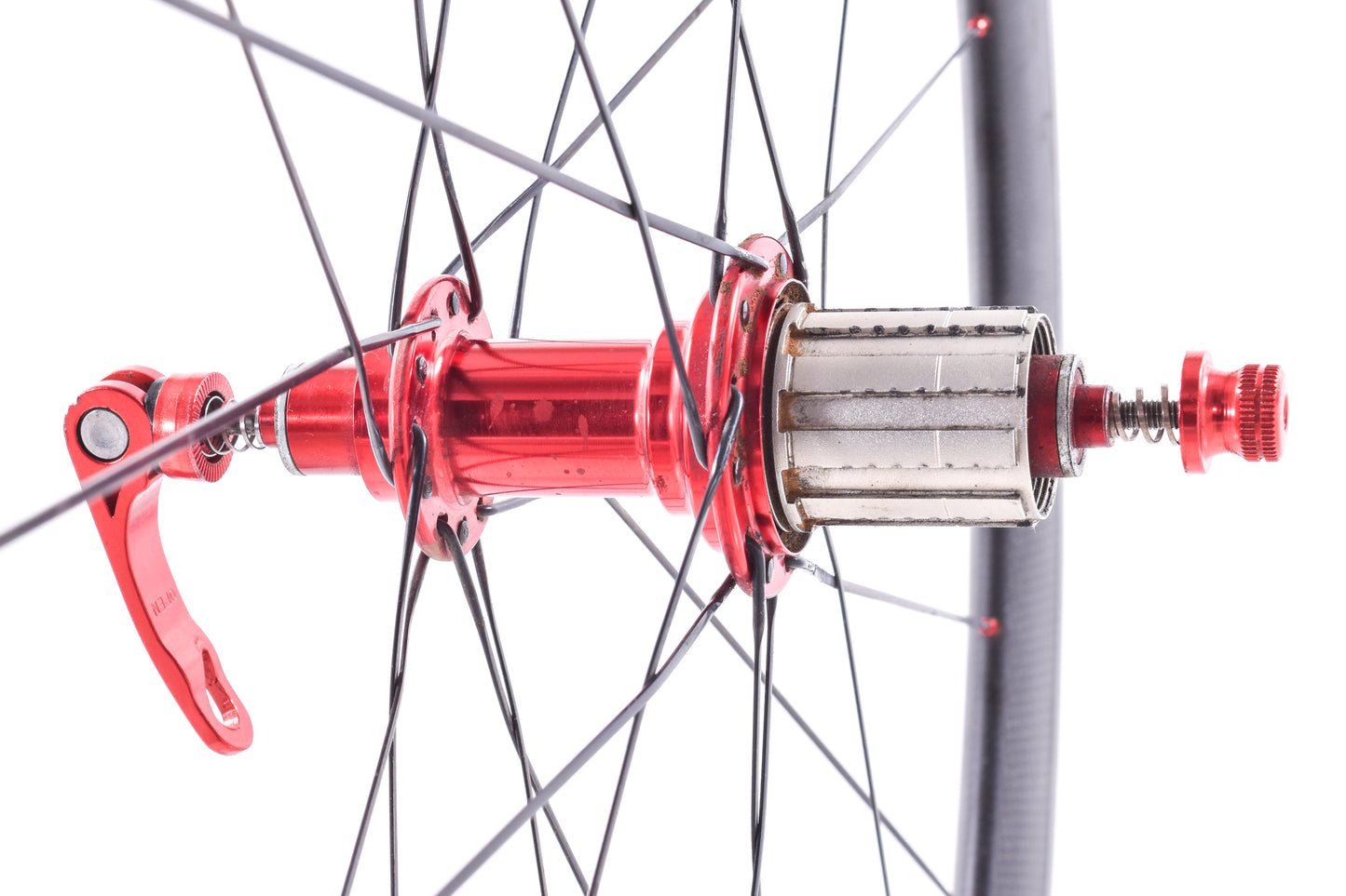 USED Tubular Road/CX Wheels Carbon Rim Brake Red Hubs Shimano/SRAM 11-Speed