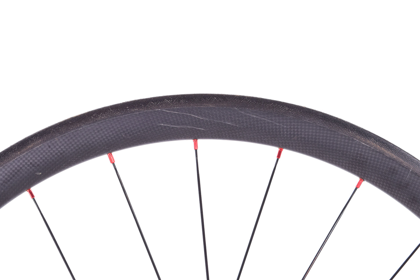 USED Tubular Road/CX Wheels Carbon Rim Brake Red Hubs Shimano/SRAM 11-Speed