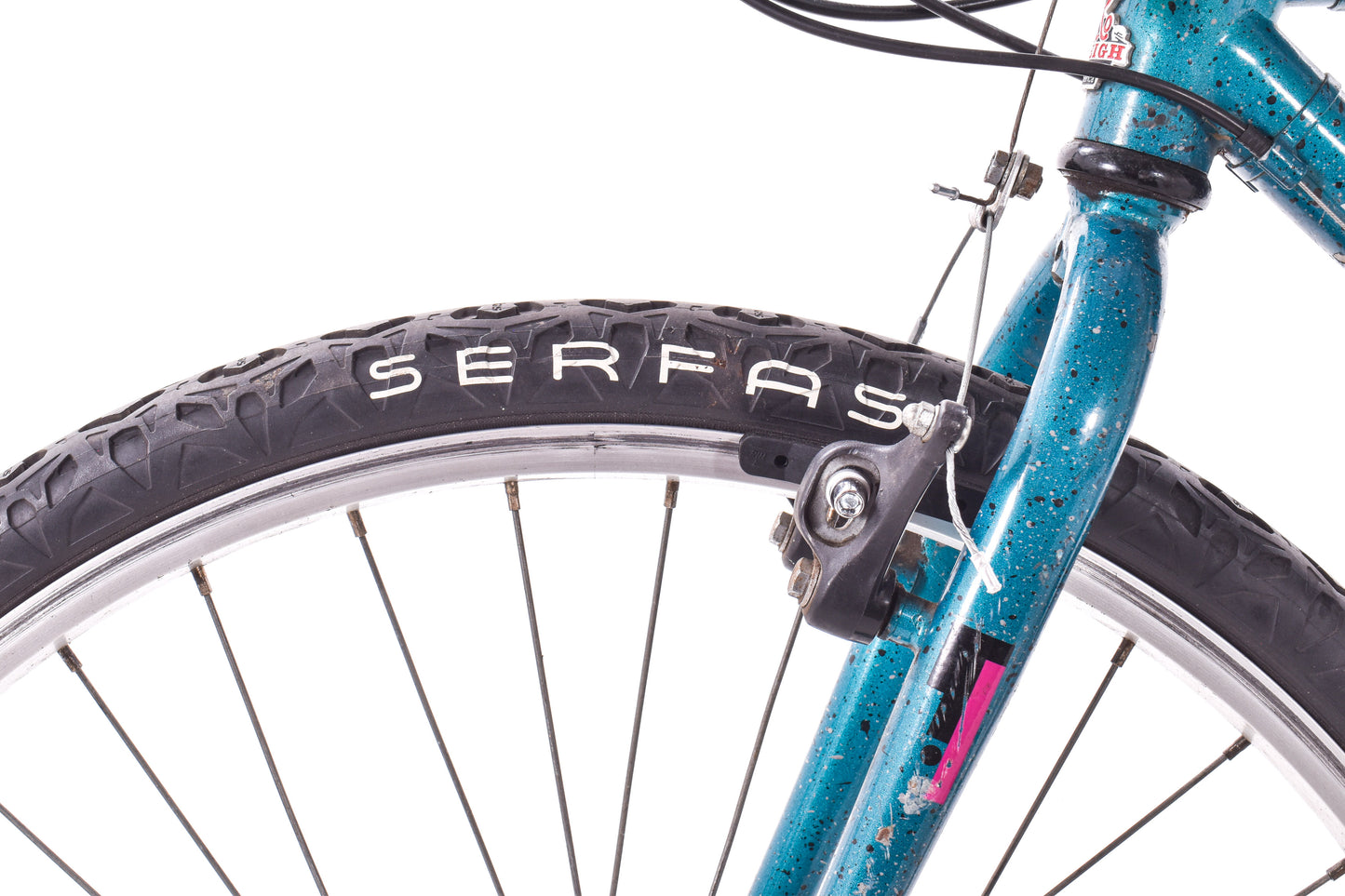 USED 90's Raleigh Technium Medium ATB w/ Splatter Paint Aqua/Black 3x8 speed
