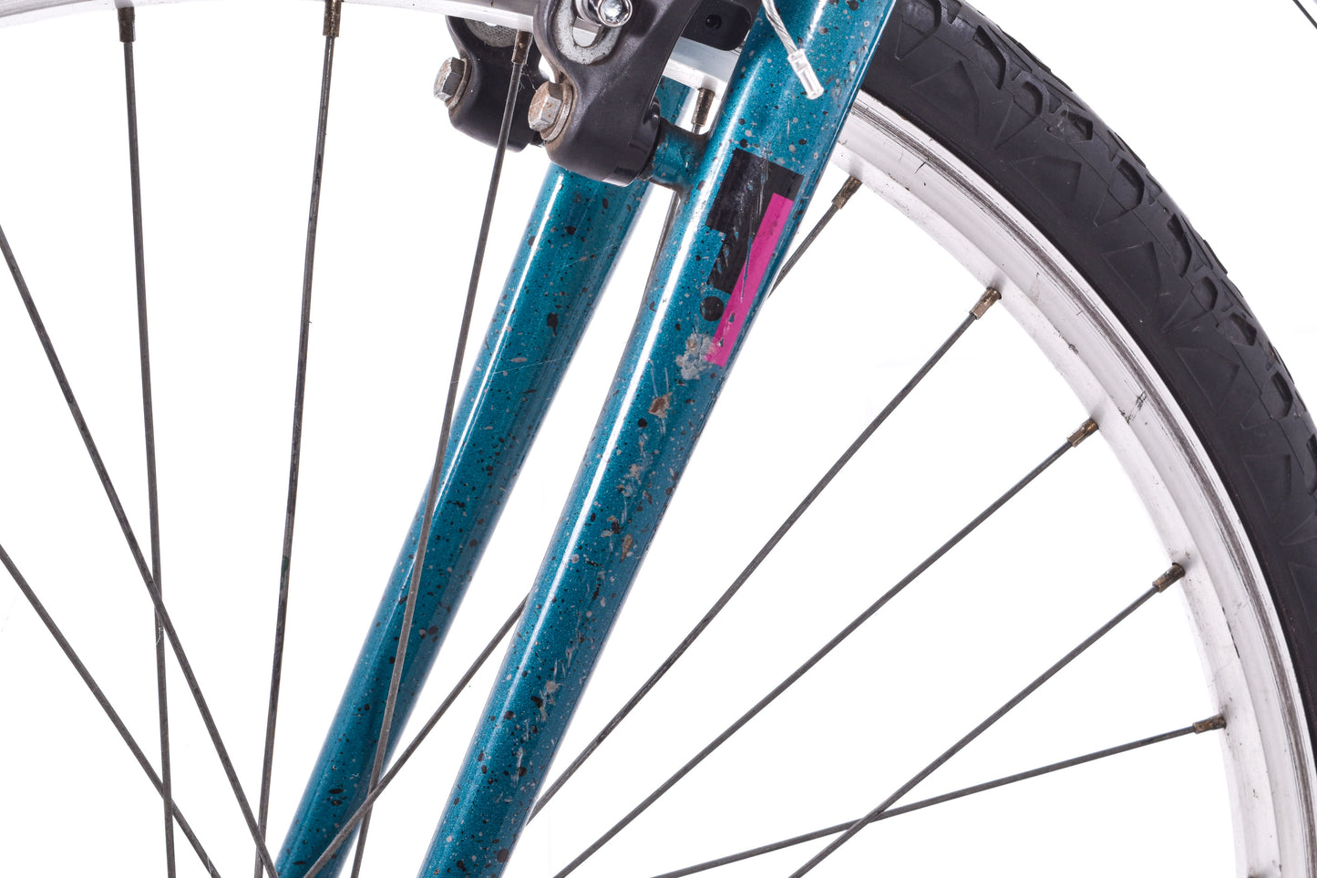 USED 90's Raleigh Technium Medium ATB w/ Splatter Paint Aqua/Black 3x8 speed