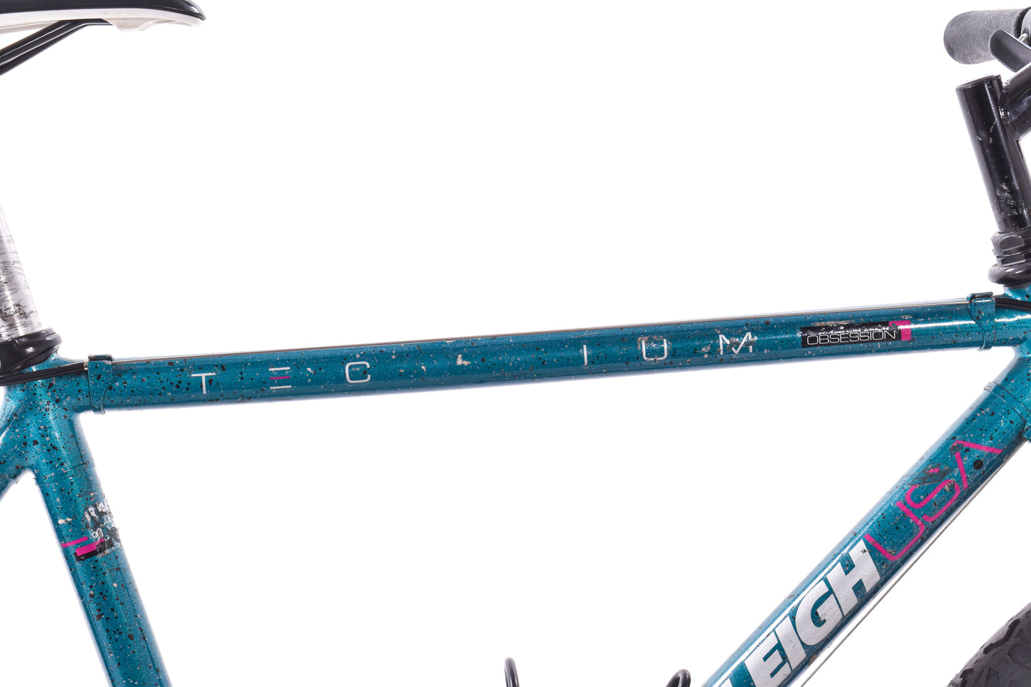 USED 90's Raleigh Technium Medium ATB w/ Splatter Paint Aqua/Black 3x8 speed