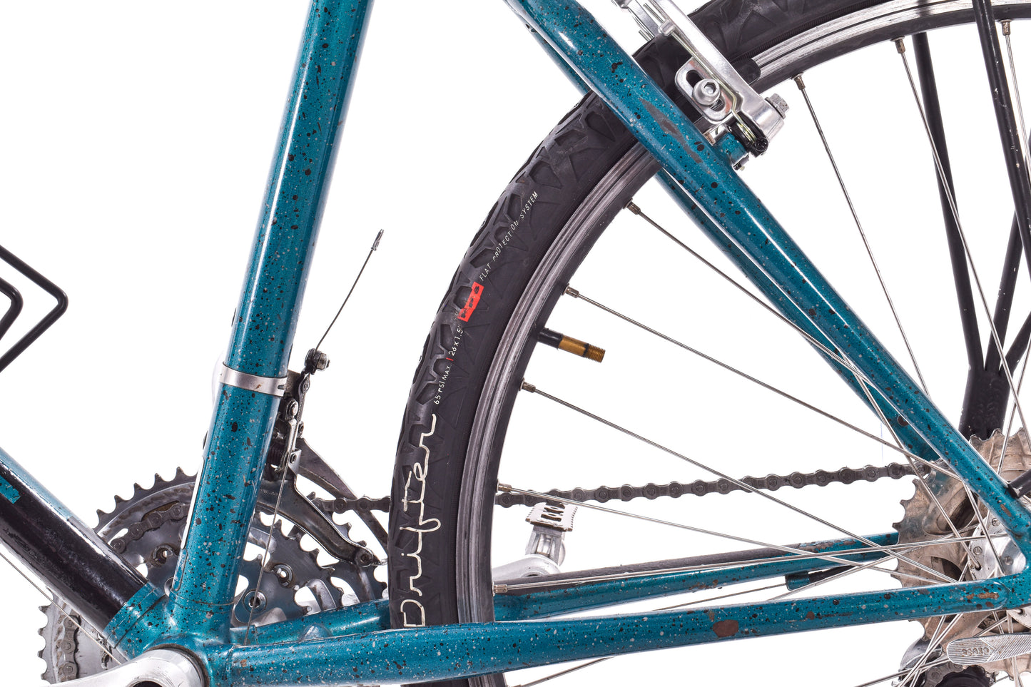 USED 90's Raleigh Technium Medium ATB w/ Splatter Paint Aqua/Black 3x8 speed