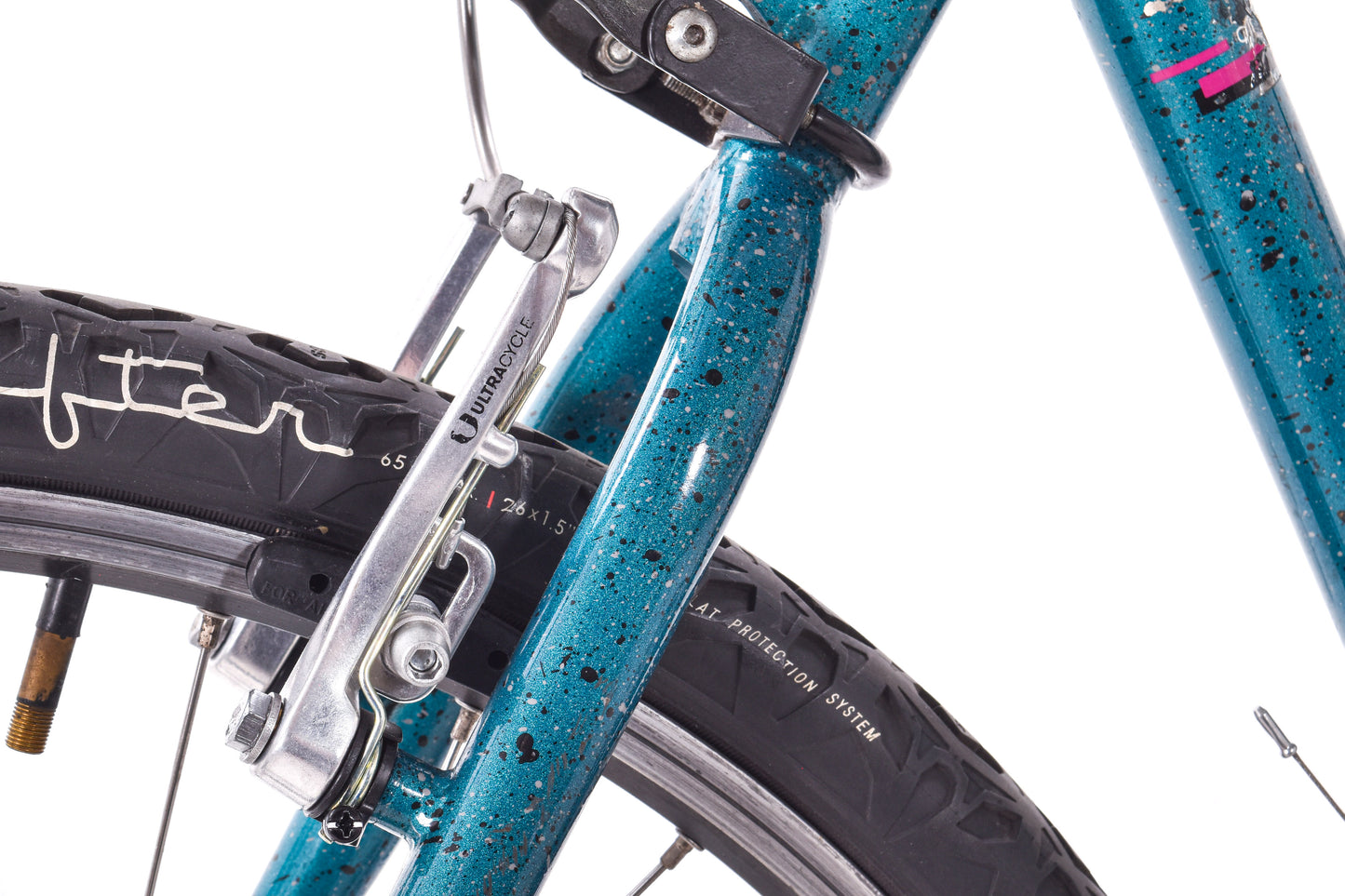 USED 90's Raleigh Technium Medium ATB w/ Splatter Paint Aqua/Black 3x8 speed