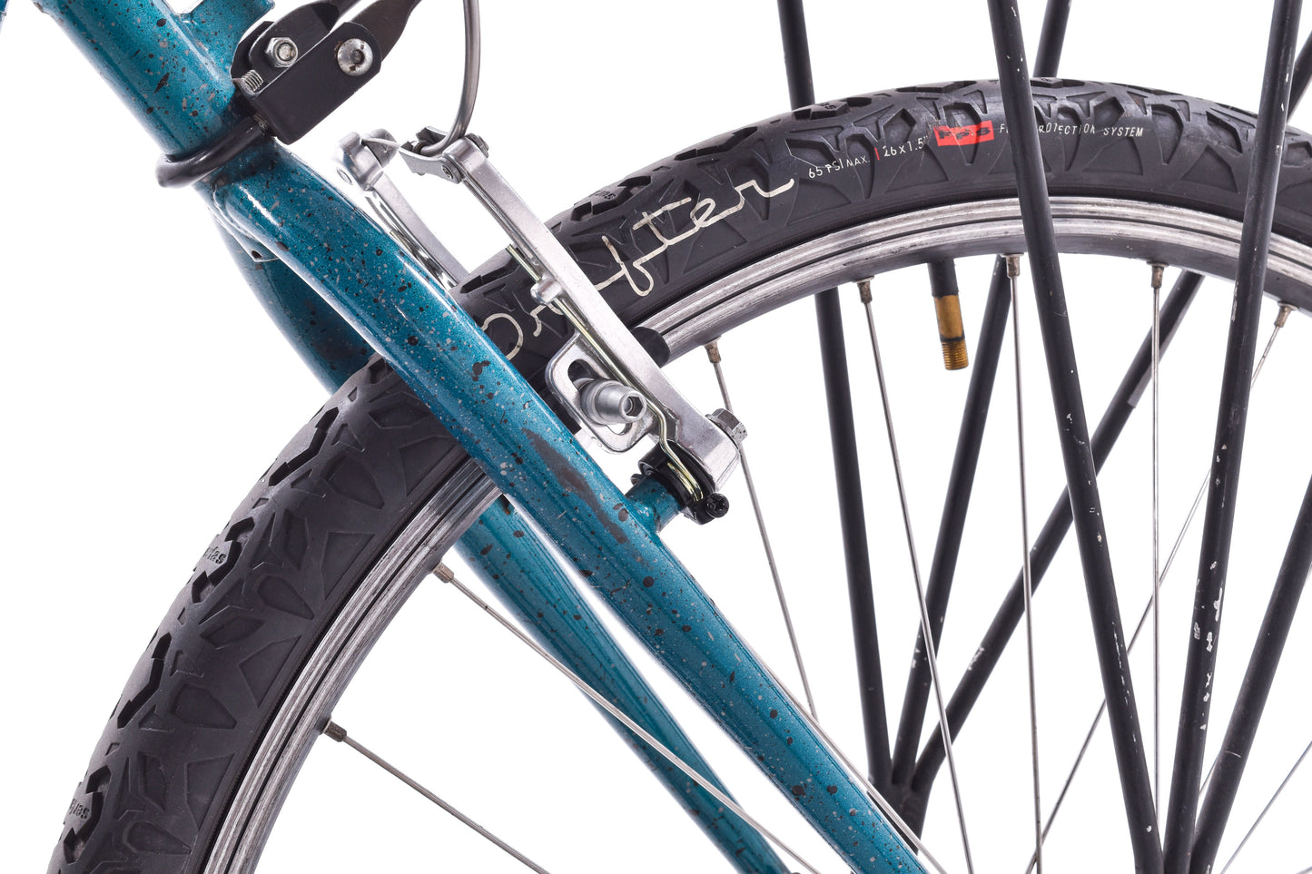 USED 90's Raleigh Technium Medium ATB w/ Splatter Paint Aqua/Black 3x8 speed