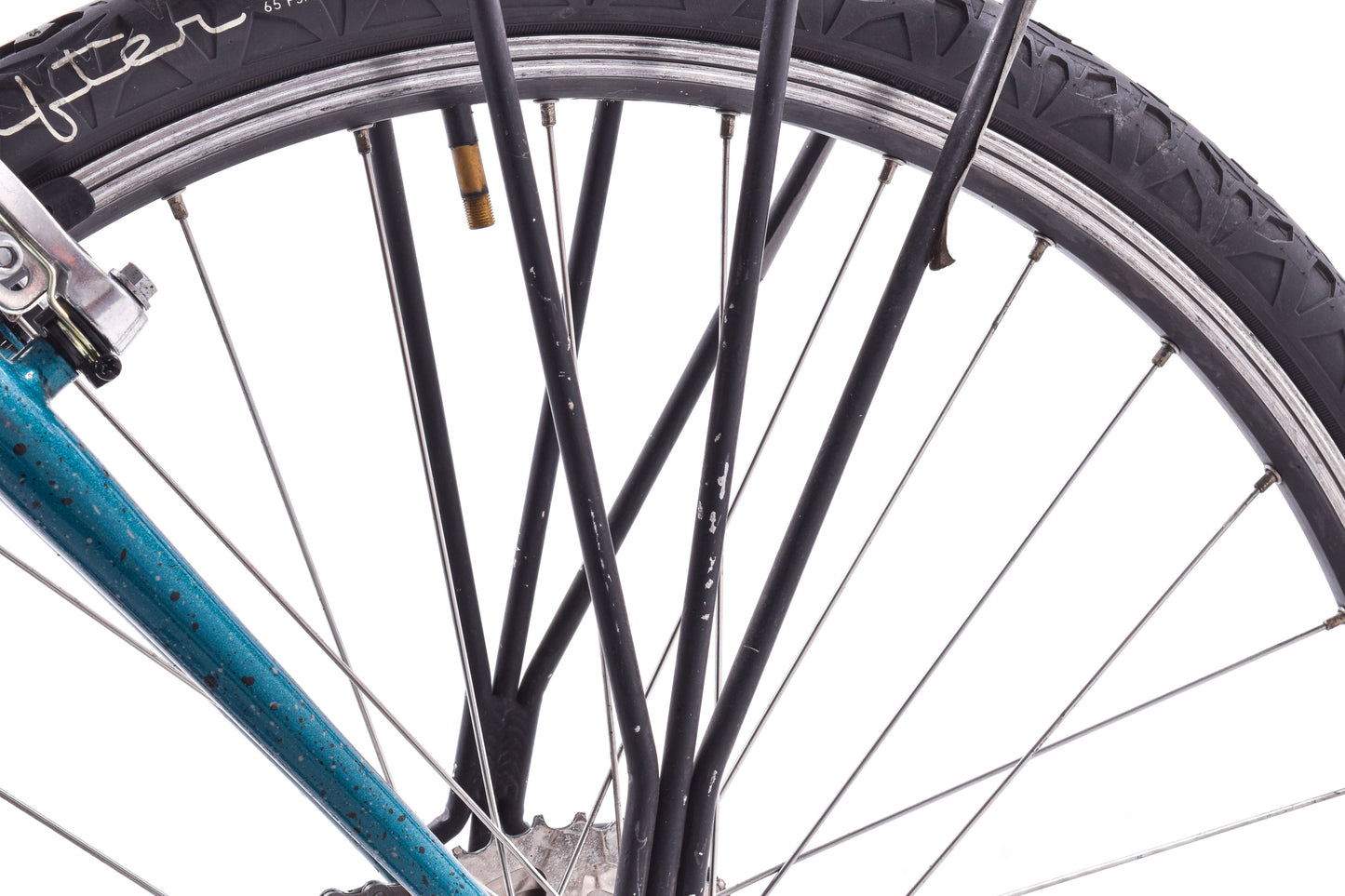 USED 90's Raleigh Technium Medium ATB w/ Splatter Paint Aqua/Black 3x8 speed