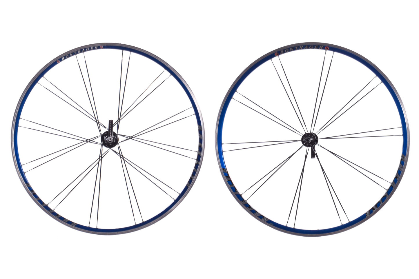 USED Bontrager Race Lite 700C Blue Alloy Road Wheelset Quick Release Rim Brake 8/9/10 Speed Shimano HG