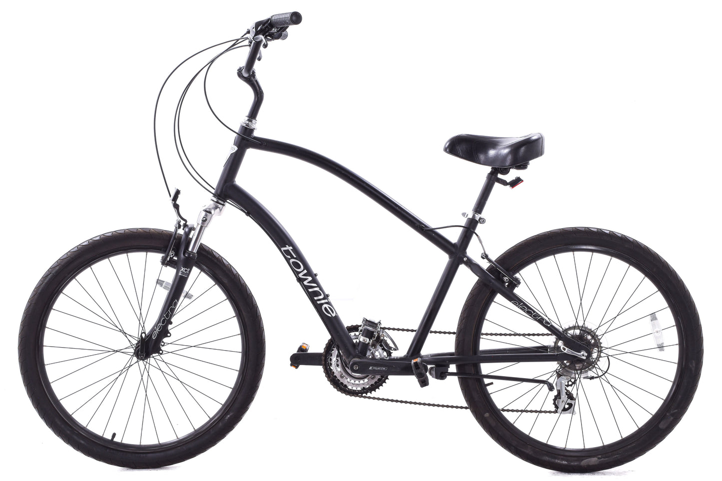 USED Electra Townie 21D Beach Cruiser Black Shimano 3x7 Front Suspension