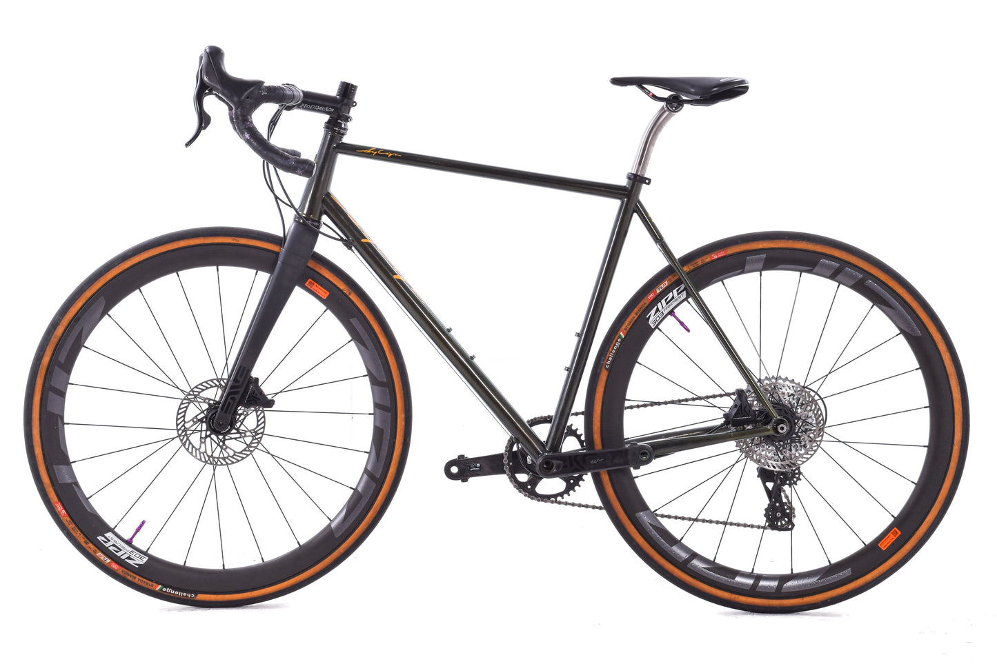 USED Custom Sycip Steel Gravel All-Road Bike 56cm Campagnolo Ekar 1x13 speed ENVE Fork Zipp 303 Wheels Green Sparkle