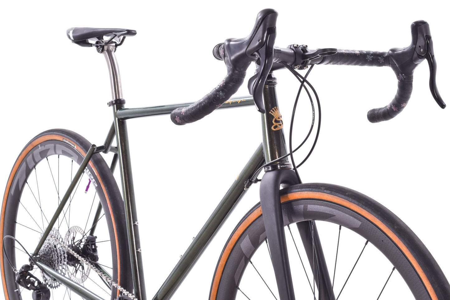 USED Custom Sycip Steel Gravel All-Road Bike 56cm Campagnolo Ekar 1x13 speed ENVE Fork Zipp 303 Wheels Green Sparkle