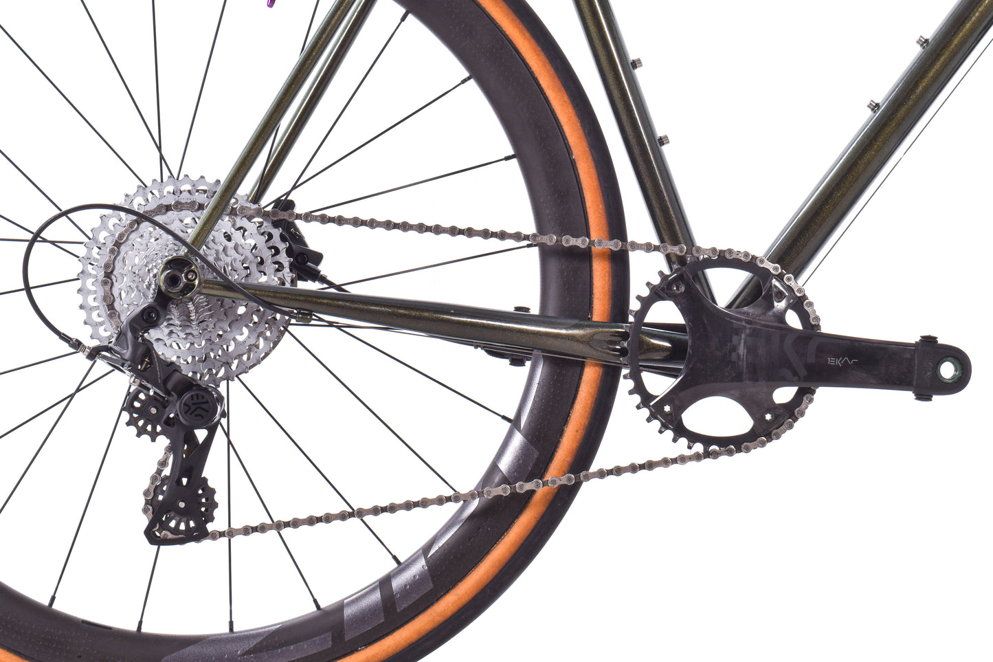 USED Custom Sycip Steel Gravel All-Road Bike 56cm Campagnolo Ekar 1x13 speed ENVE Fork Zipp 303 Wheels Green Sparkle